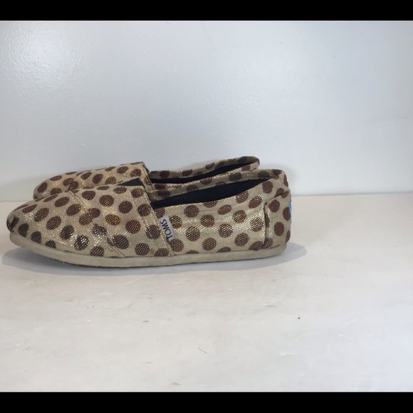 TOMS POLKA DOT METALLIC SLIP ON FLATS SZ 7.5 - Picture 10 of 12